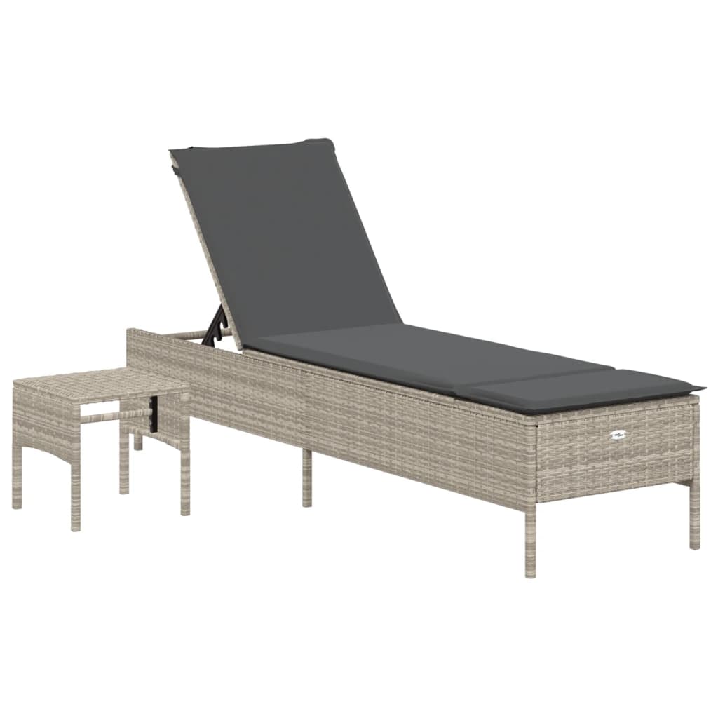 Sonnenliege Mit Tisch Und Auflage Poly Rattan
