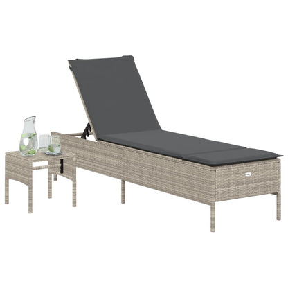 Sonnenliege Mit Tisch Und Auflage Poly Rattan
