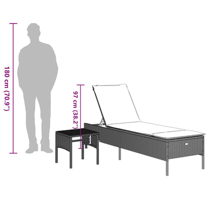 Sonnenliege Mit Tisch Und Auflage Poly Rattan