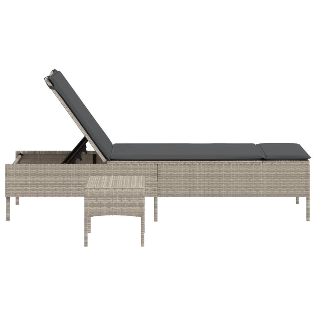 Sonnenliege Mit Tisch Und Auflage Poly Rattan