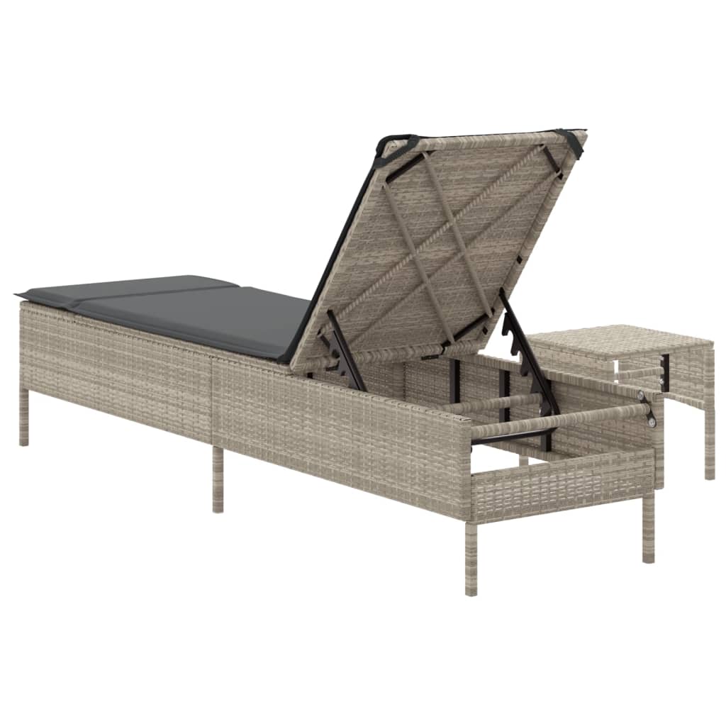 Sonnenliege Mit Tisch Und Auflage Poly Rattan