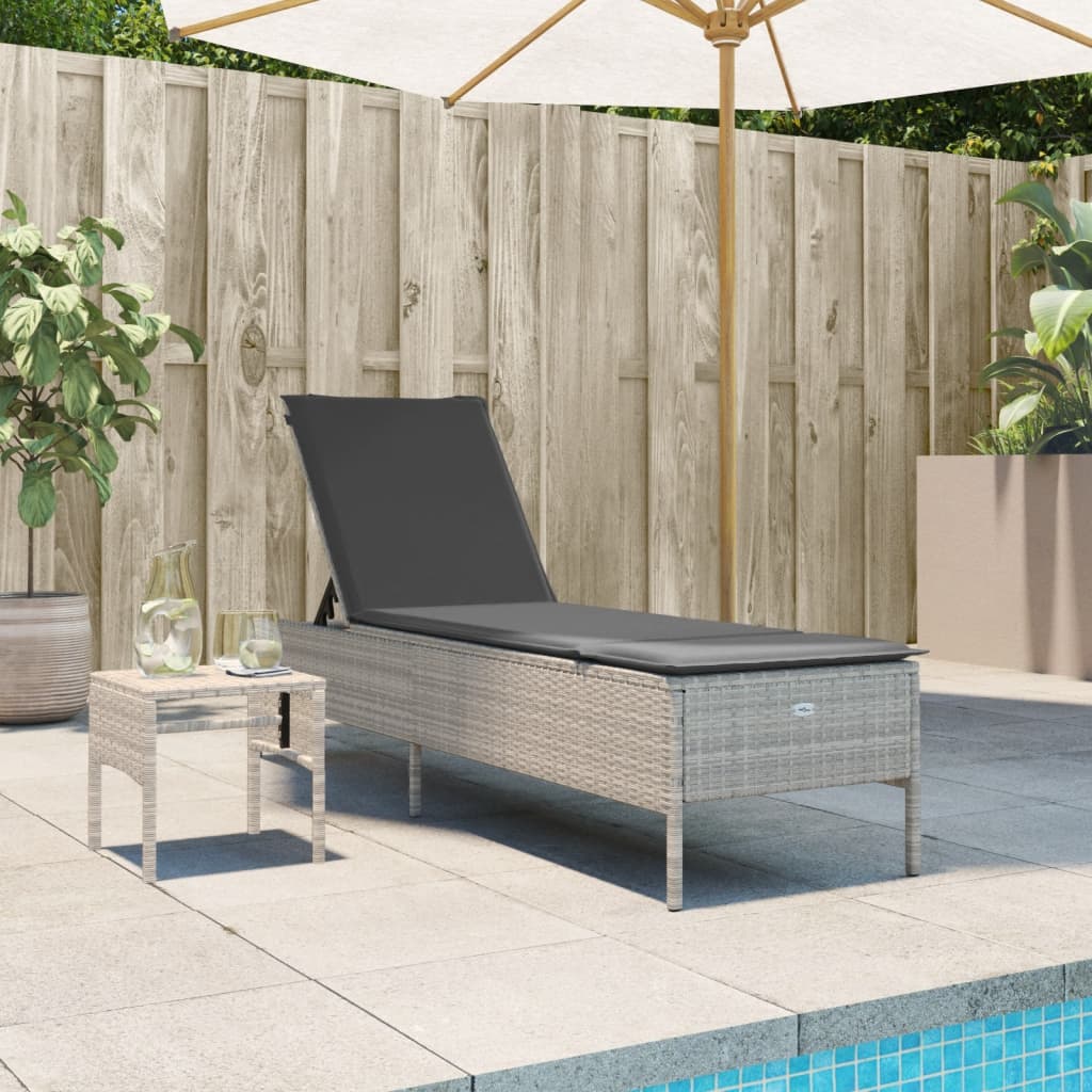 Sonnenliege Mit Tisch Und Auflage Poly Rattan