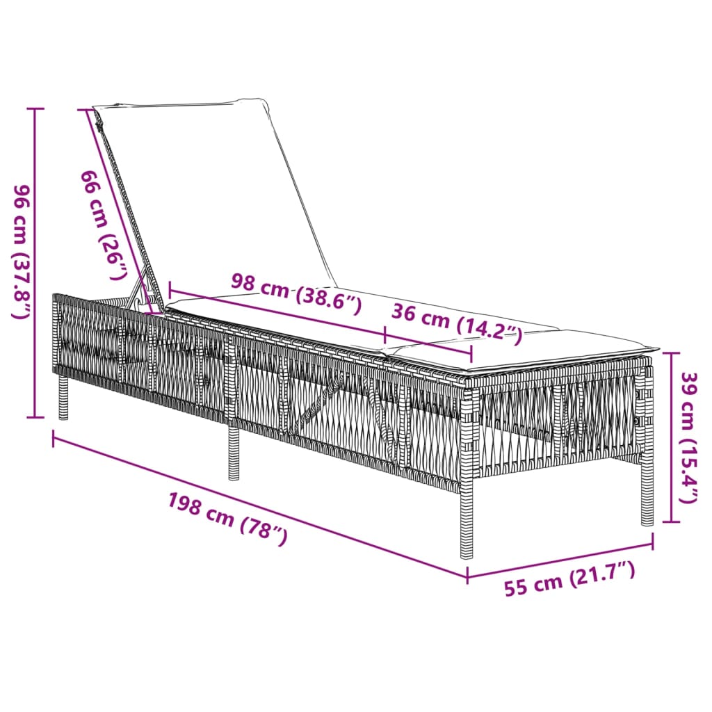 Sonnenliege Mit Auflage Poly-Rattan