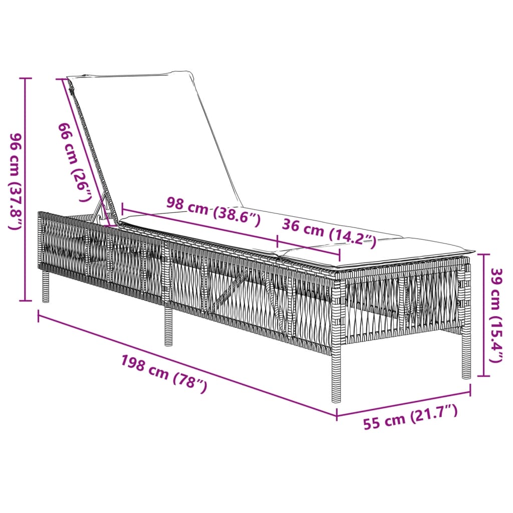 Sonnenliege Mit Auflage Poly Rattan