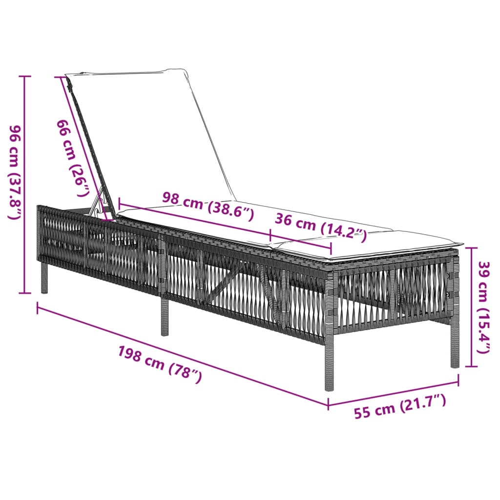 Sonnenliege Mit Auflage Poly Rattan