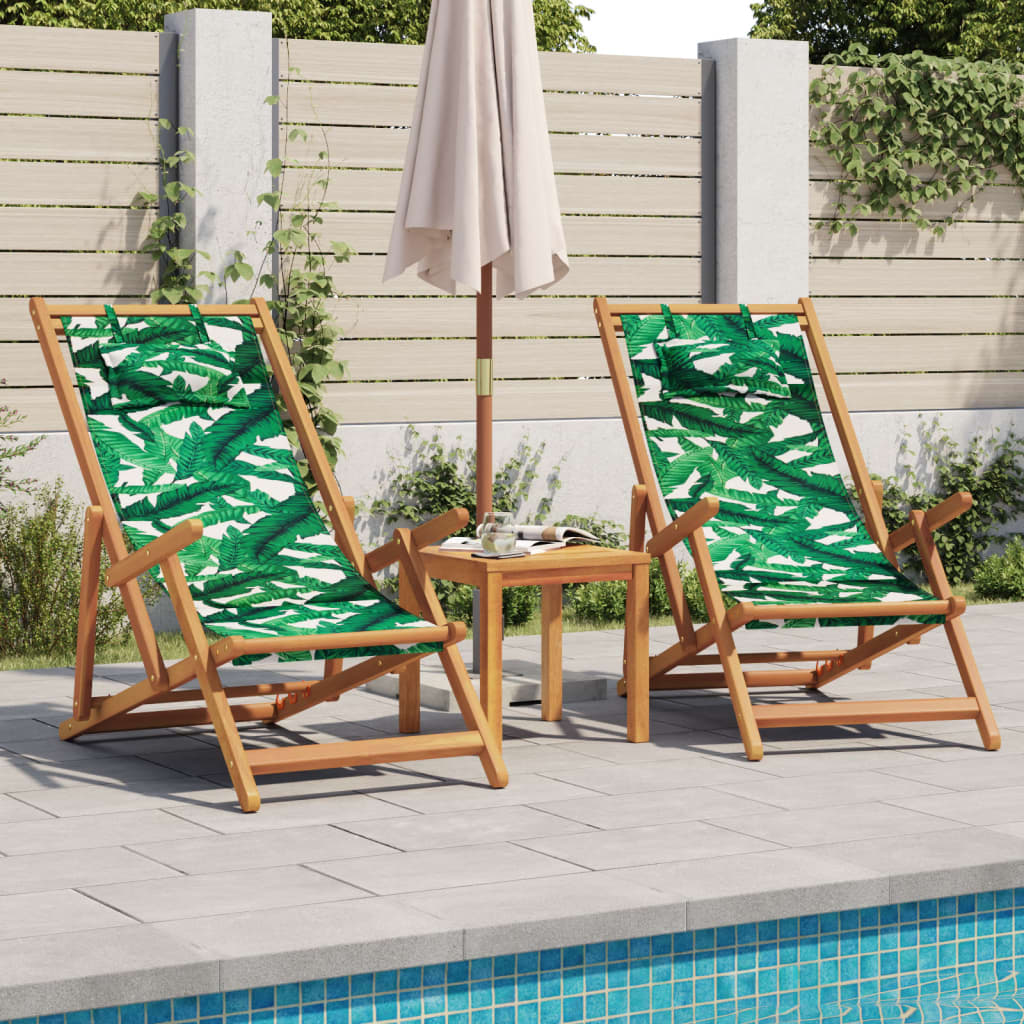Strandstuhl Klappbar Massivholz Eukalyptus Stoff