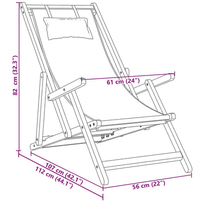 Strandstuhl Klappbar Massivholz Eukalyptus Stoff