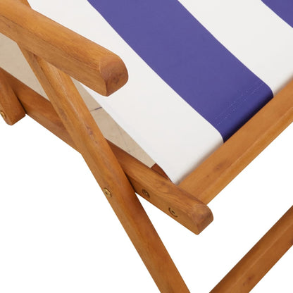 Strandstuhl Klappbar Blau Weiß Massivholz Eukalyptus Und Stoff