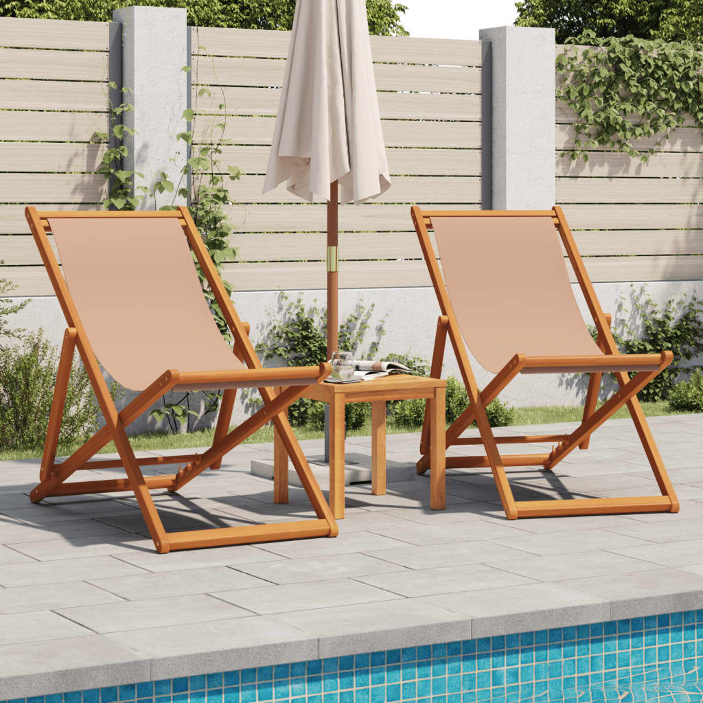 Strandstuhl Klappbar Massivholz Eukalyptus Und Stoff