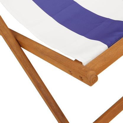 Strandstuhl Klappbar Blau Weiß Massivholz Eukalyptus Und Stoff