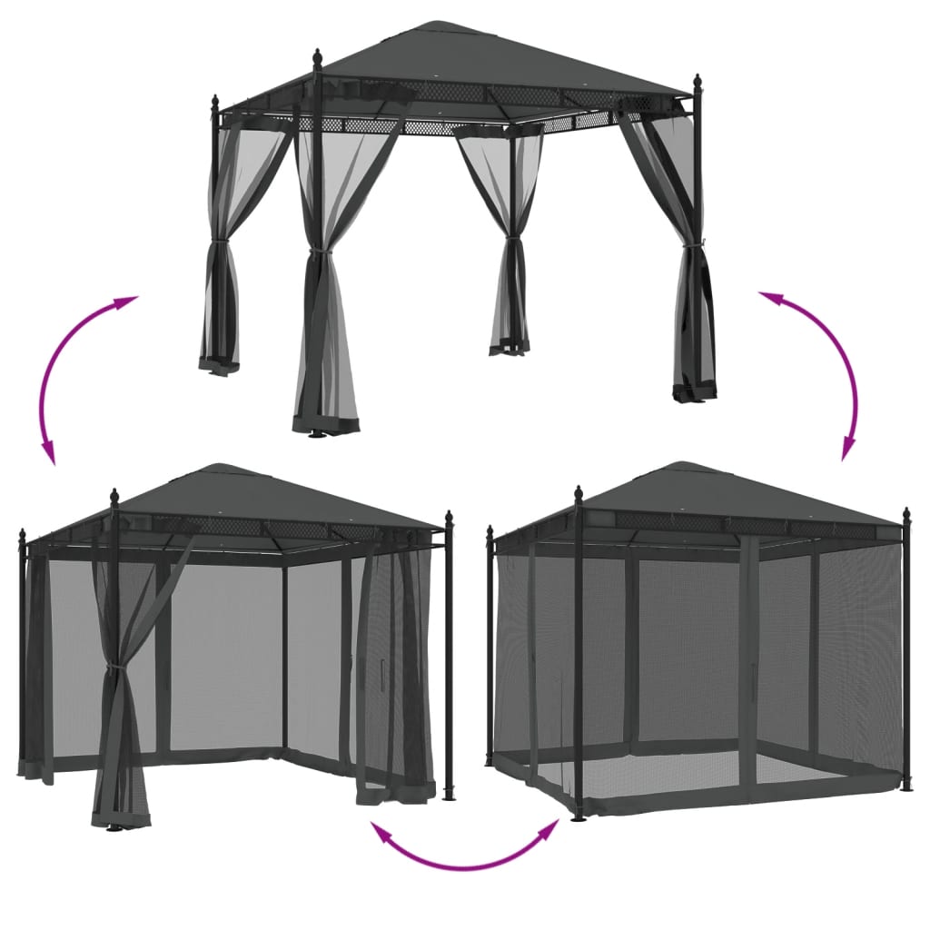 Pavillon Mit Netzwänden 2,93X2,93 M Stahl