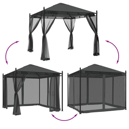 Pavillon Mit Netzwänden 2,93X2,93 M Stahl