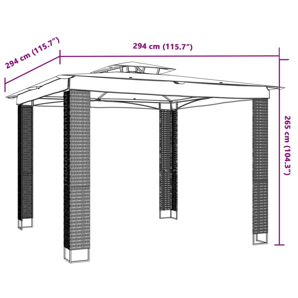 Pavillon Mit Doppeldach 2,94X2,94 M Stahl