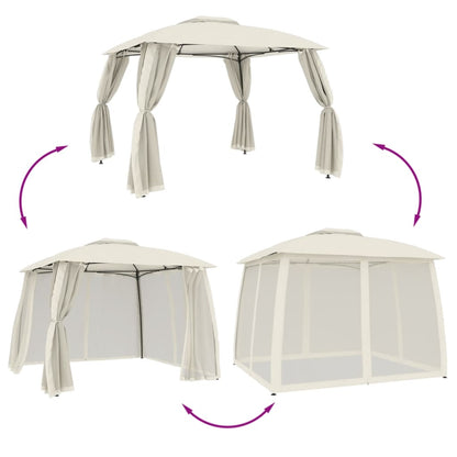 Pavillon Mit Doppeldach & Netzwänden 2,93X2,93 M Stahl