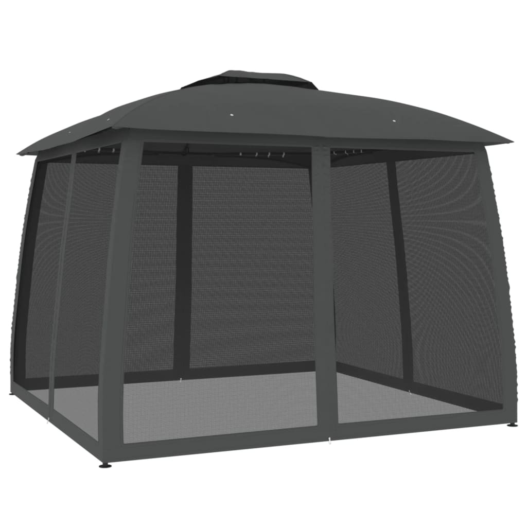 Pavillon Mit Doppeldach & Netzwänden 2,93X2,93M Stahl