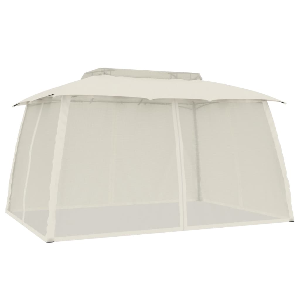 Pavillon Mit Doppeldach & Netzwänden 3,93X2,93 M Stahl