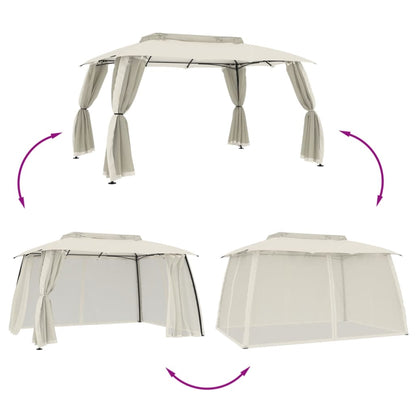 Pavillon Mit Doppeldach & Netzwänden 3,93X2,93 M Stahl