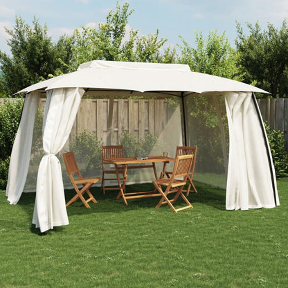 Pavillon Mit Doppeldach & Netzwänden 3,93X2,93 M Stahl