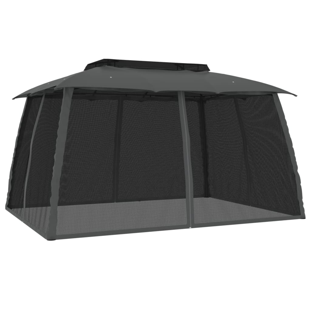 Pavillon Mit Doppeldach & Netzwänden 3,93X2,93M Stahl