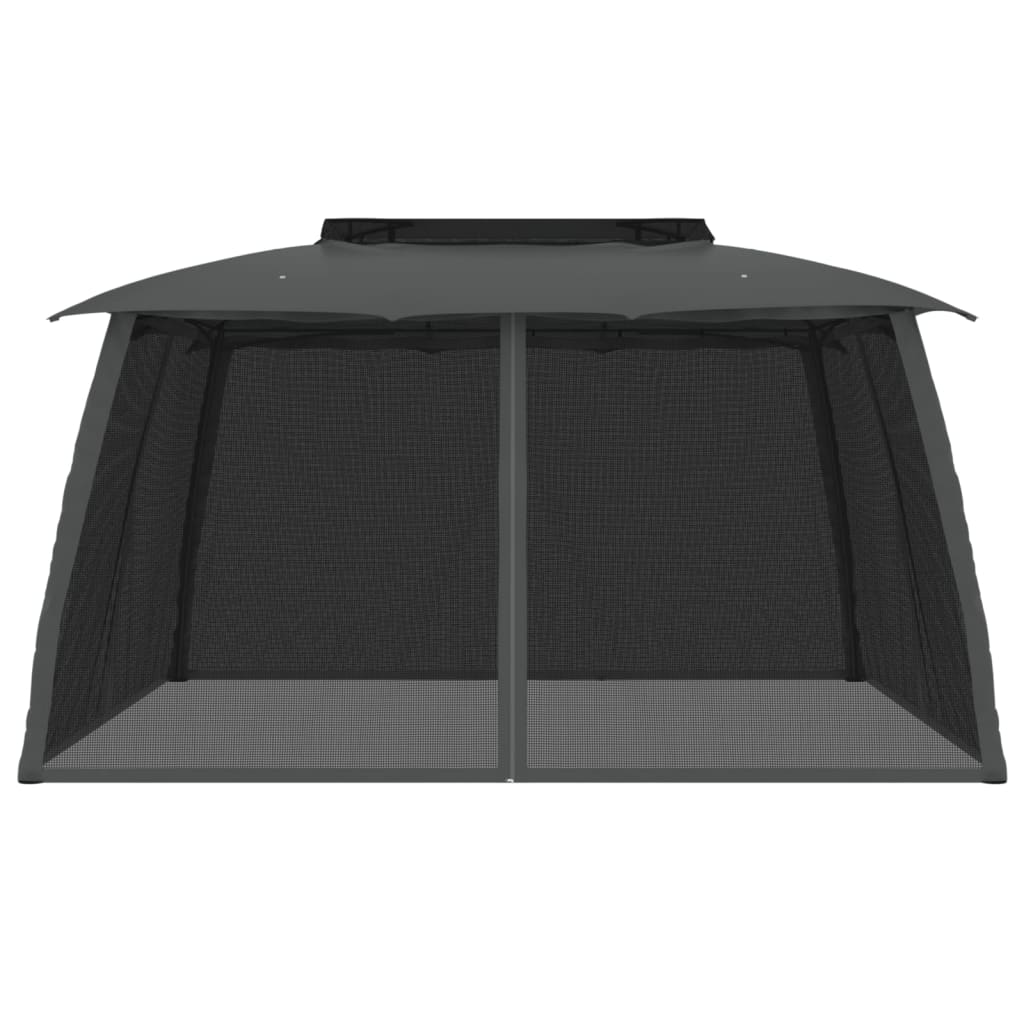 Pavillon Mit Doppeldach & Netzwänden 3,93X2,93M Stahl