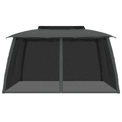 Pavillon Mit Doppeldach & Netzwänden 3,93X2,93M Stahl