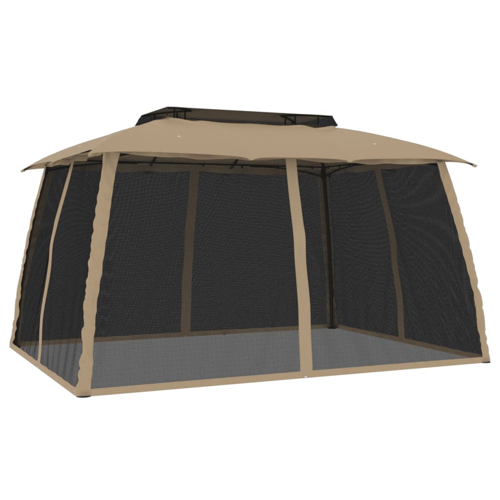 Pavillon Mit Doppeldach & Netzwänden 3,93X2,93 M Stahl