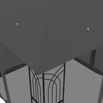 Pavillon Mit Doppeldach & Netzwänden Anthrazit 2,94X2,94M Stahl