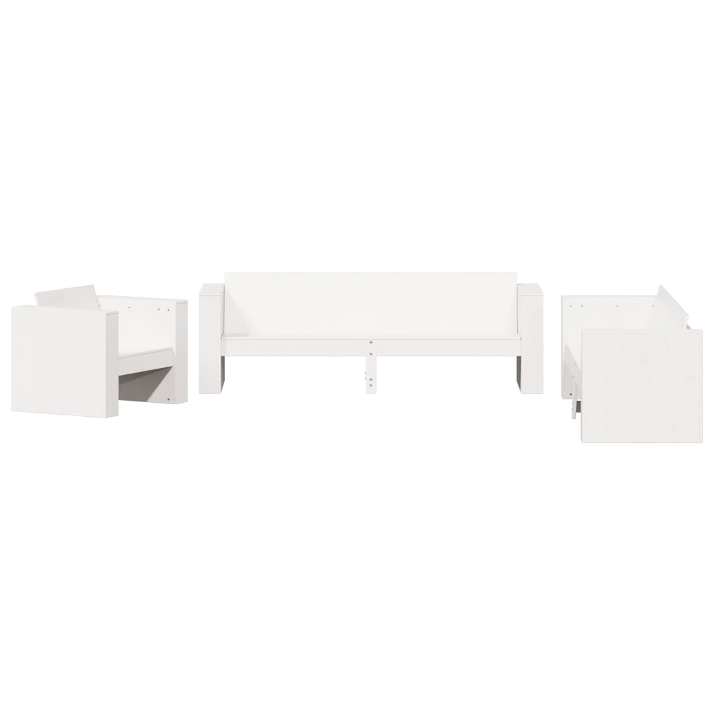 2-Tlg. Garten-Lounge-Set Weiß Massivholz Kiefer