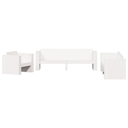 2-Tlg. Garten-Lounge-Set Weiß Massivholz Kiefer