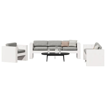 2-Tlg. Garten-Lounge-Set Weiß Massivholz Kiefer