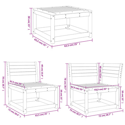 4-Tlg. Garten-Lounge-Set Massivholz Kiefer