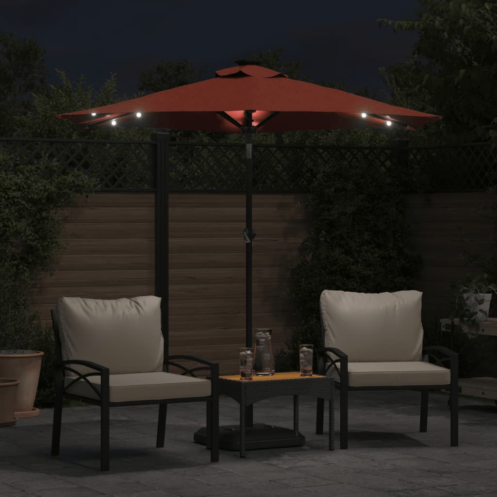 Sonnenschirm Mit Led Und Stahlmast Terracotta 225X225X212 Cm