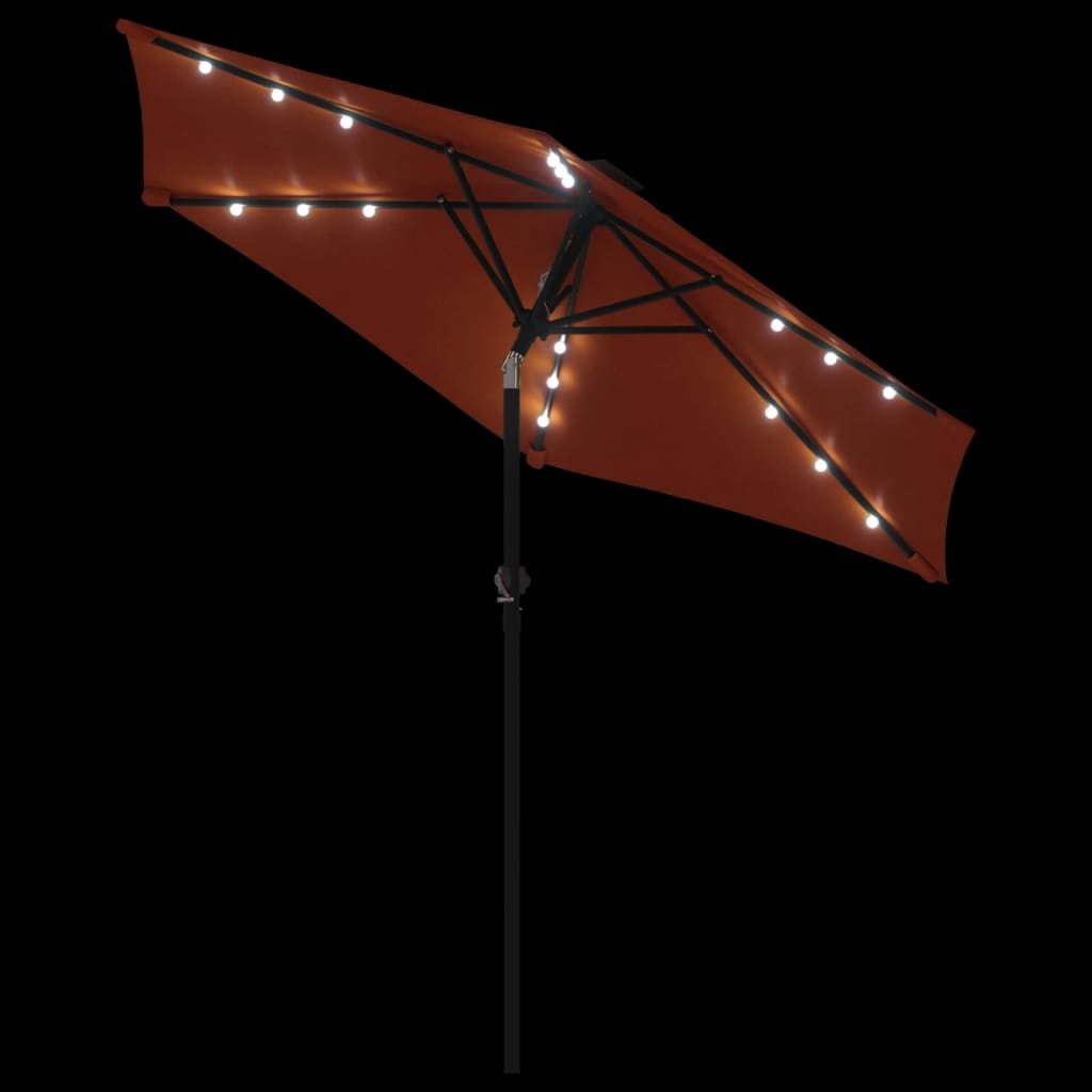 Sonnenschirm Mit Led Und Stahlmast Terracotta 225X225X212 Cm