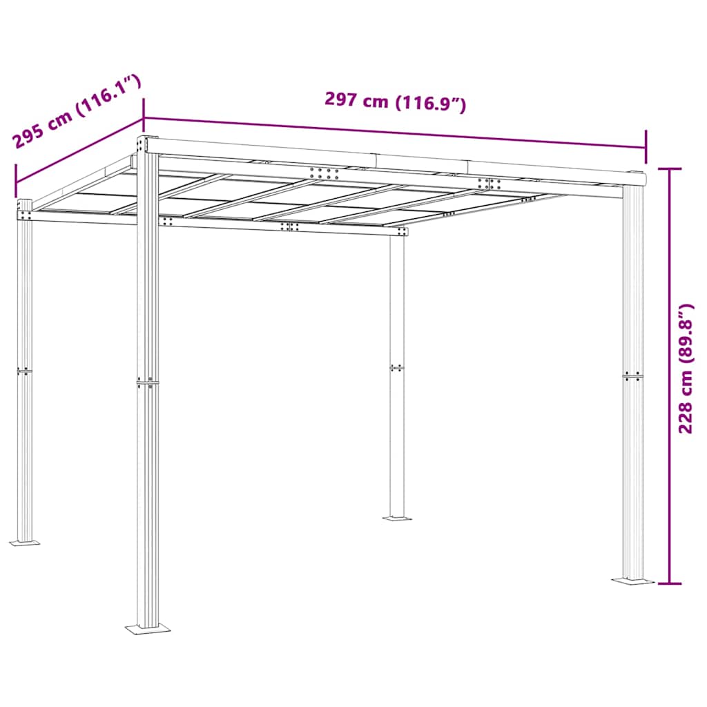 Gartenpavillon Anthrazit 3X3 M Aluminium