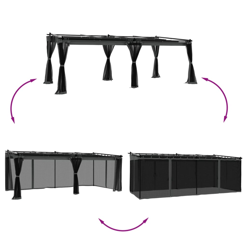 Pavillon Mit Netzwänden 6X3 M Stahl