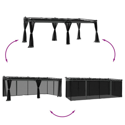 Pavillon Mit Netzwänden 6X3 M Stahl