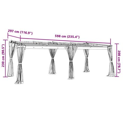 Pavillon Mit Netzwänden 6X3 M Stahl