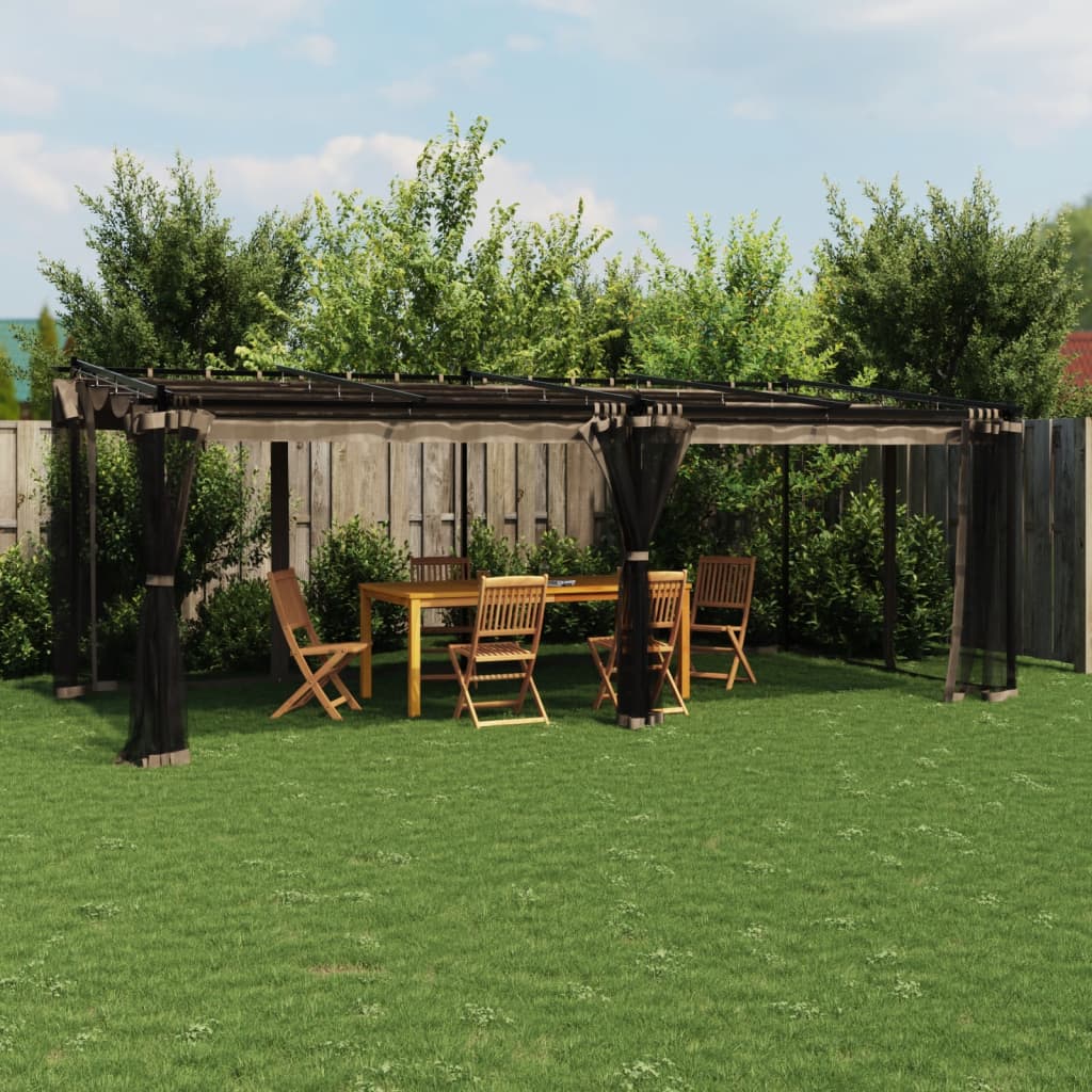 Pavillon Mit Netzwänden 6X3 M Stahl