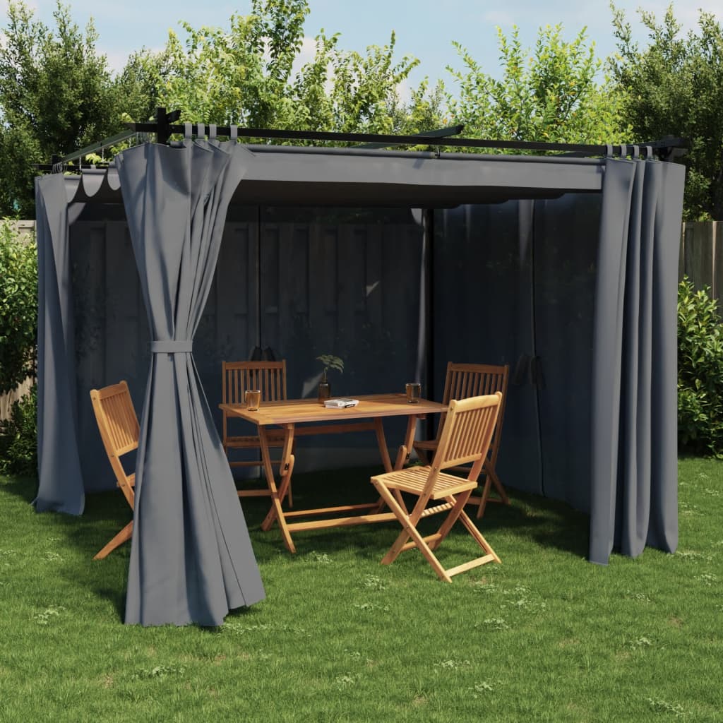 Pavillon Mit Vorhängen 6X3 M Stahl