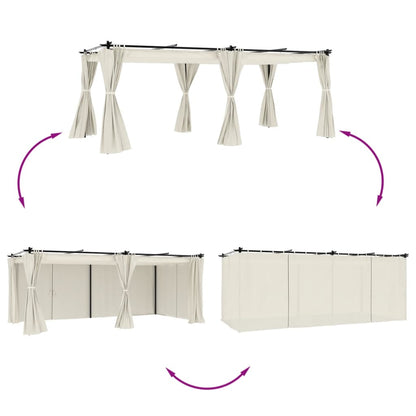 Pavillon Mit Vorhängen 6X3 M Stahl