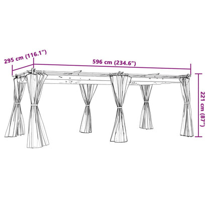 Pavillon Mit Vorhängen 6X3 M Stahl