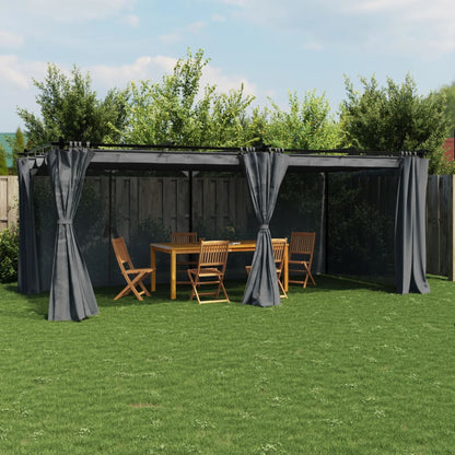 Pavillon Mit Vorhängen 6X3 M Stahl