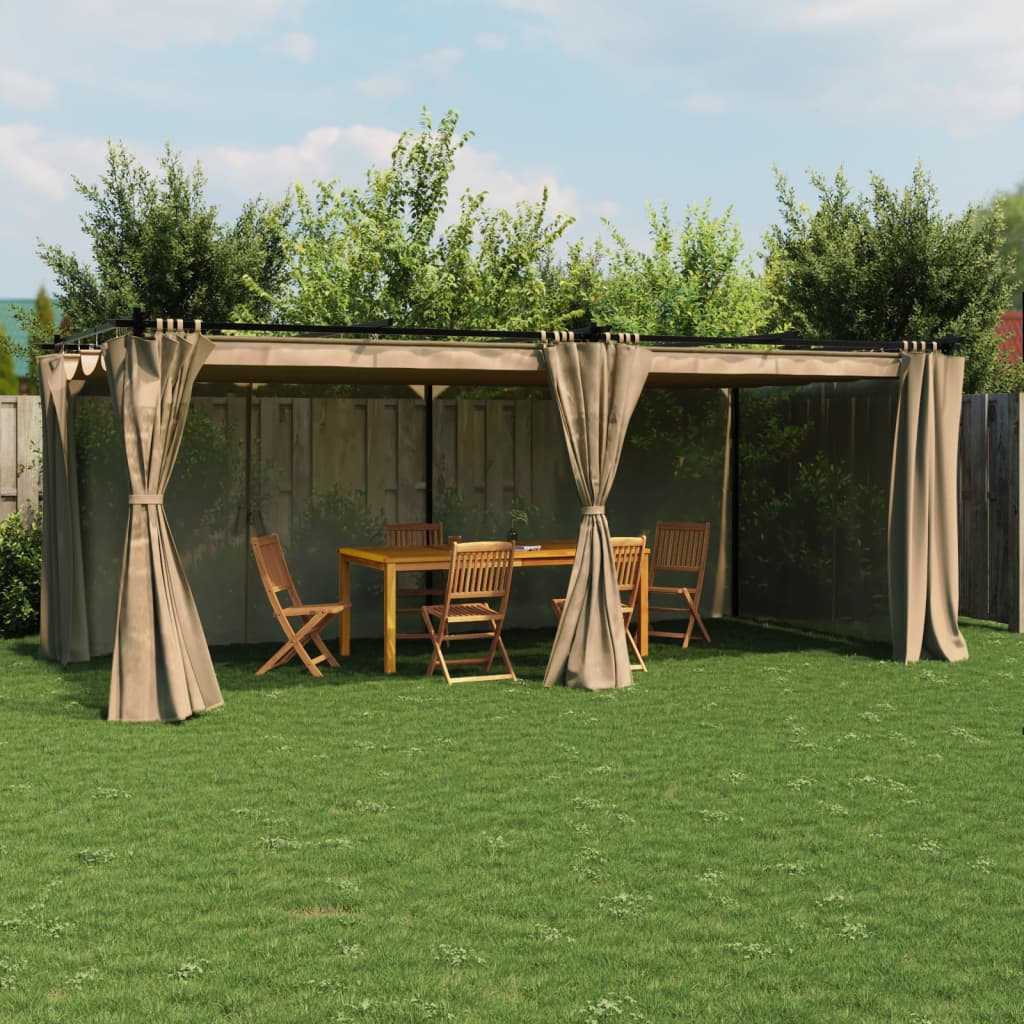 Pavillon Mit Vorhängen 6X3 M Stahl