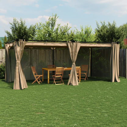 Pavillon Mit Vorhängen 6X3 M Stahl