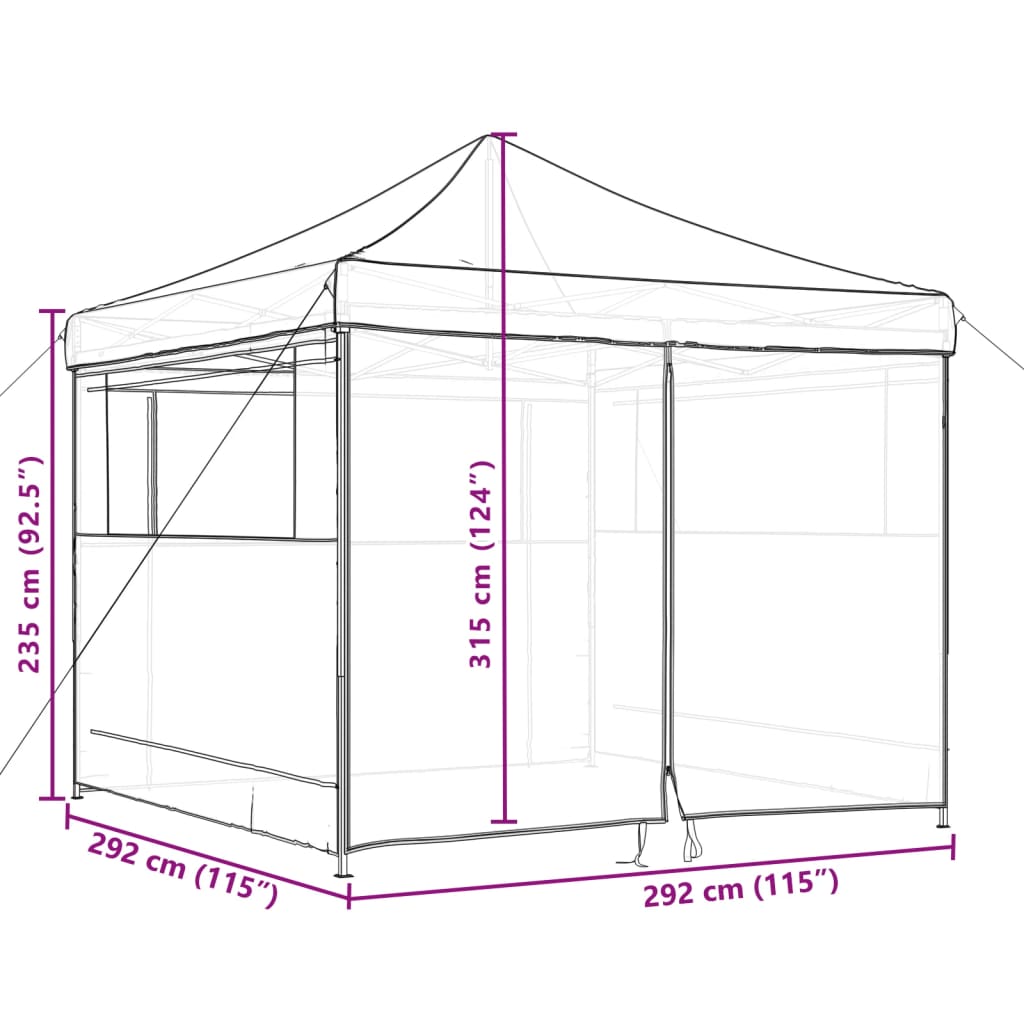 Partyzelt Faltbar Pop-Up Mit 4 Seitenteilen