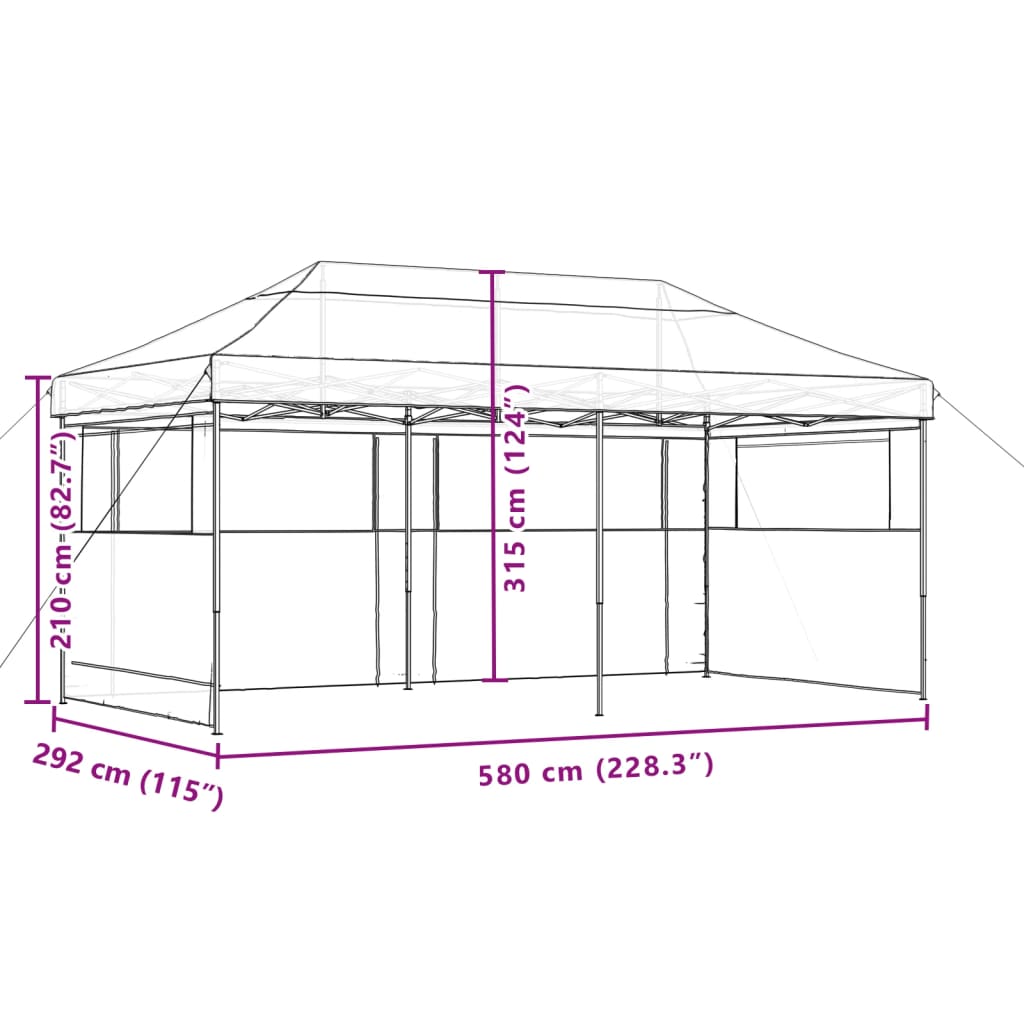 Partyzelt Faltbar Pop-Up Mit 3 Seitenteilen