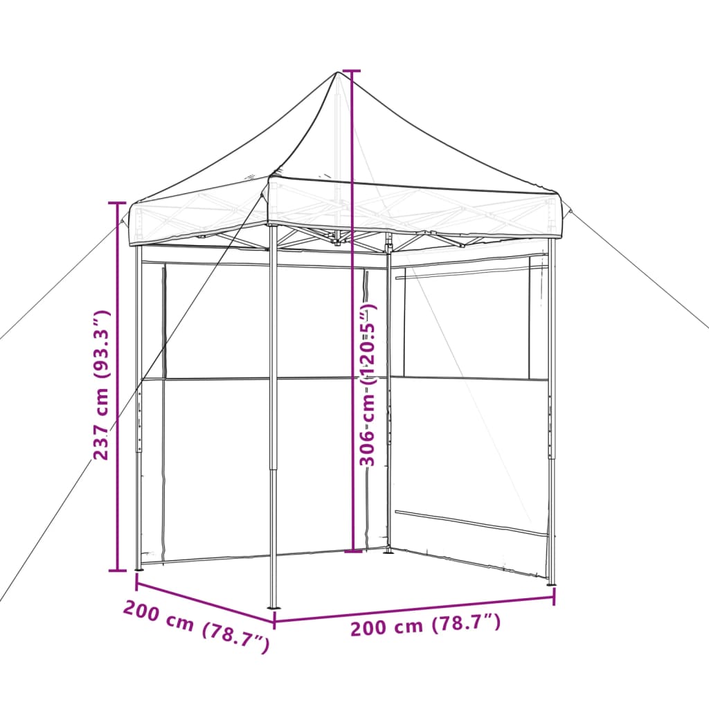 Partyzelt Faltbar Pop-Up Mit 2 Seitenteilen