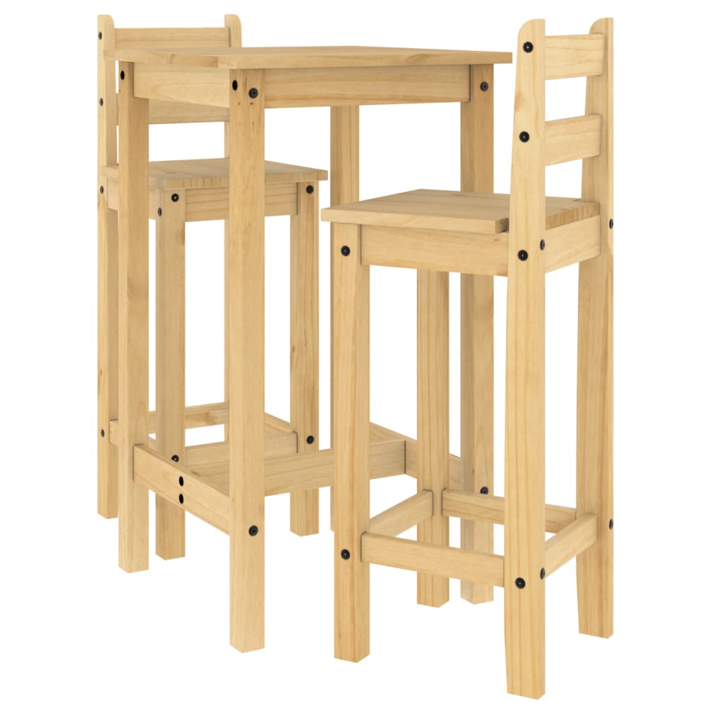 3-Tlg. Bar-Set Massivholz Kiefer
