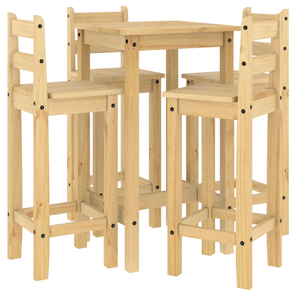 5-Tlg. Bar-Set Massivholz Kiefer