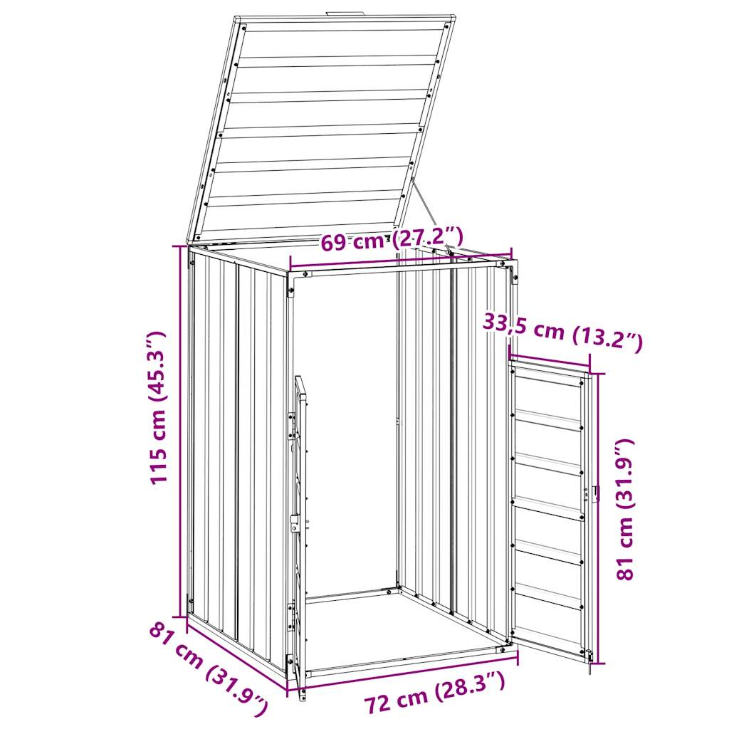 Mülltonnenbox Für 1 Tonne 72X81X115 Cm Stahl